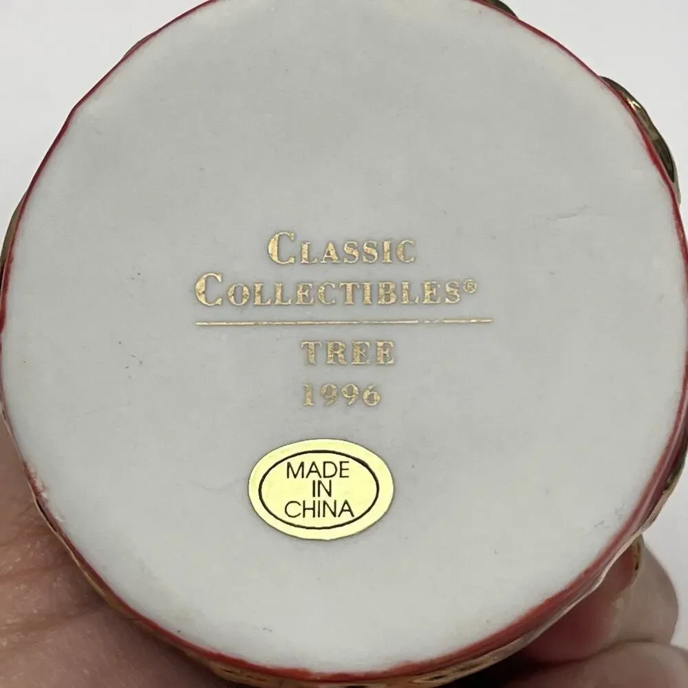 Christmas Tree Hinged Trinket Box Ceramic w/ Metal Closure Star Gifts